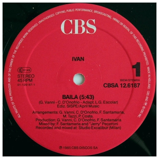 IVAN - BAILA | 12" MAXI SINGLE USADO