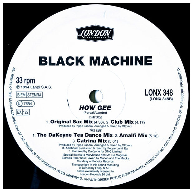 BLACK MACHINE - HOW GEE | 12" MAXI SINGLE USADO