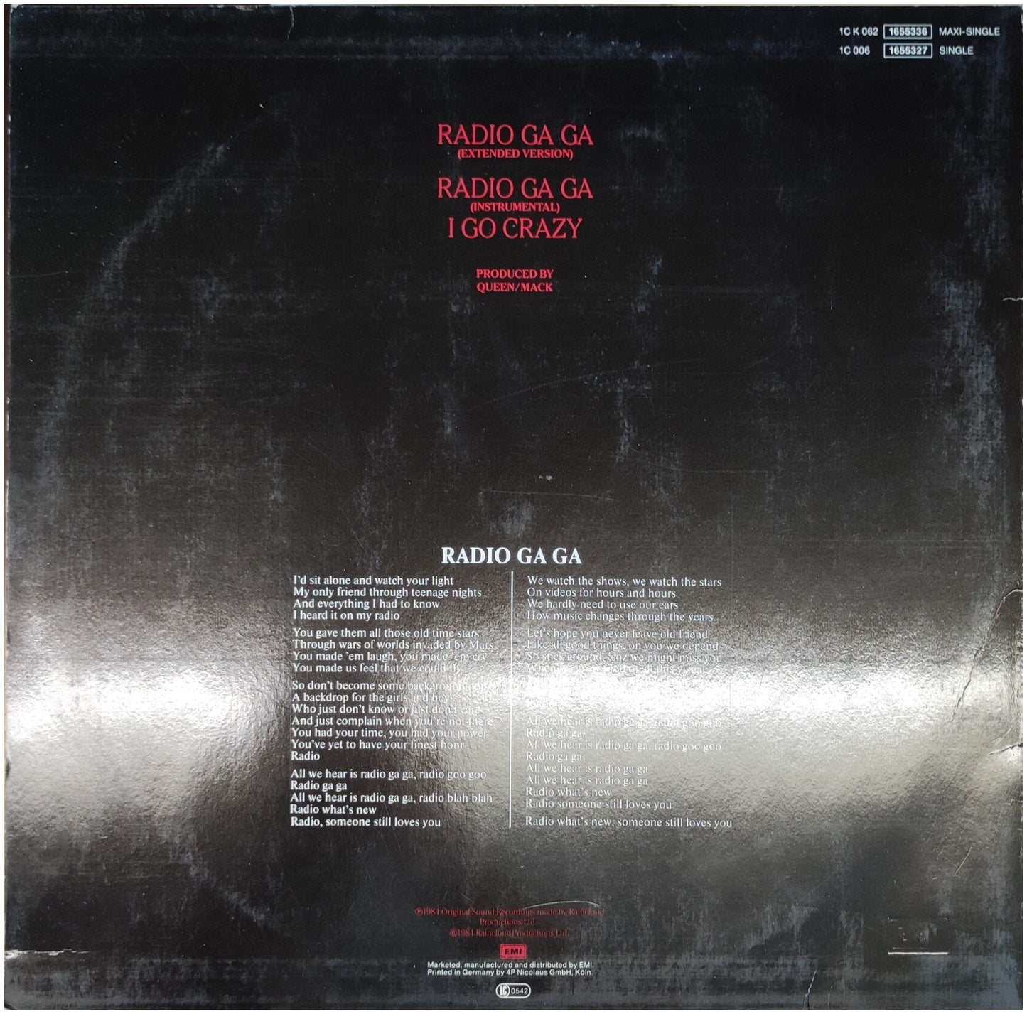 QUEEN - RADIO GA GA | 12" MAXI SINGLE USADO