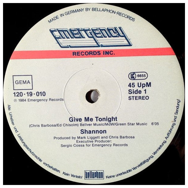 SHANNON - GIVE ME TONIGHT | 12" MAXI SINGLE VINILO USADO