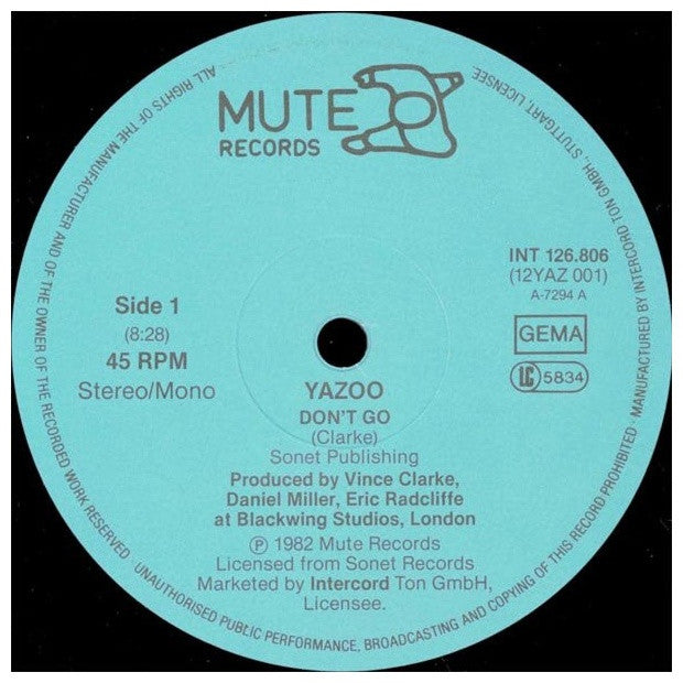 YAZOO - DON'T GO (RE-MIXES) | 12" MAXI SINGLE VINILO USADO