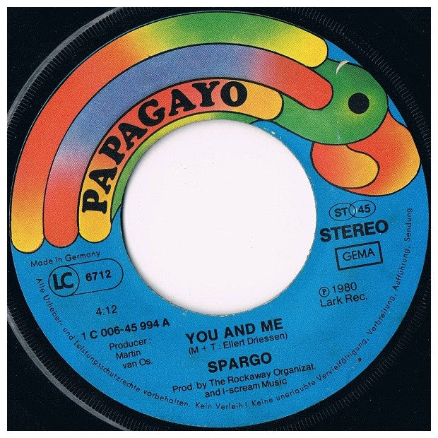 SPARGO - YOU AND ME | 7" SINGLE USADO
