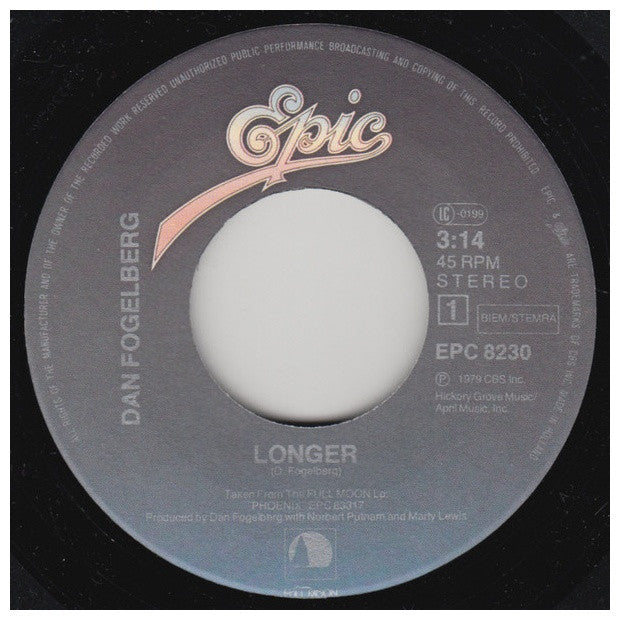DAN FOGELBERG - LONGER | 7" SINGLE USADO