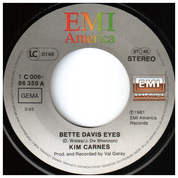 KIM CARNES - BETTE DAVIS EYES | 7" SINGLE USADO