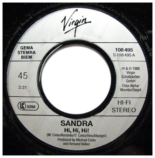 SANDRA - HI! HI! HI! | 7" SINGLE USADO