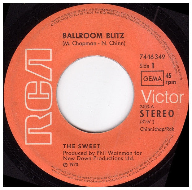 SWEET - THE BALLROOM BLITZ | 7" SINGLE USADO