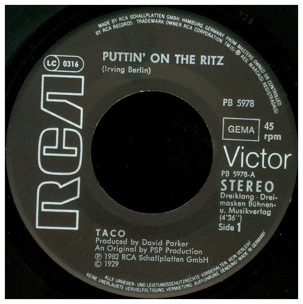 TACO - PUTTIN' ON THE RITZ | 7" SINGLE USADO