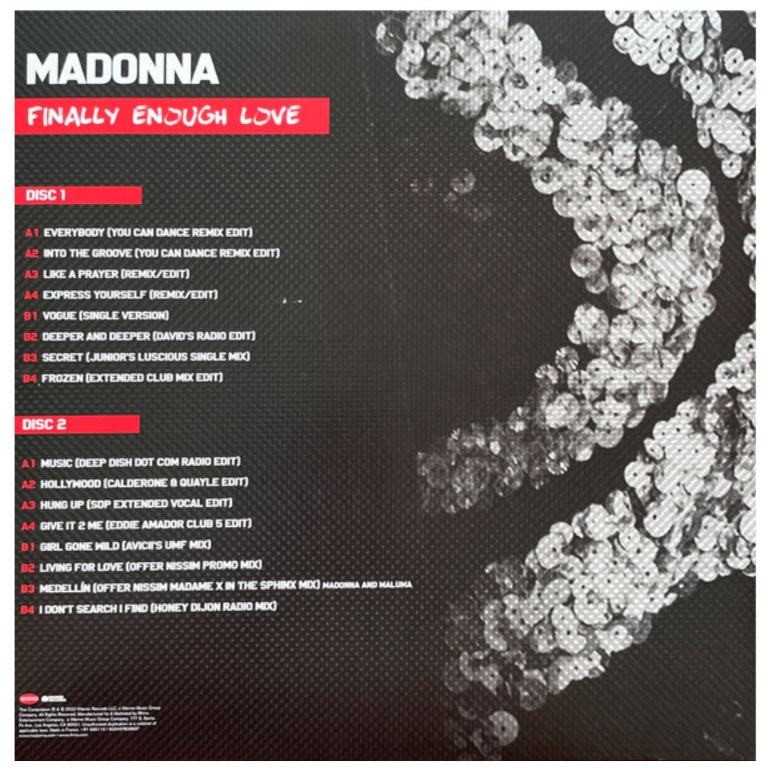 MADONNA – FINALLY ENOUGH LOVE 1S REMIXED (CLEAR VINYL) (2LP) | VINILO