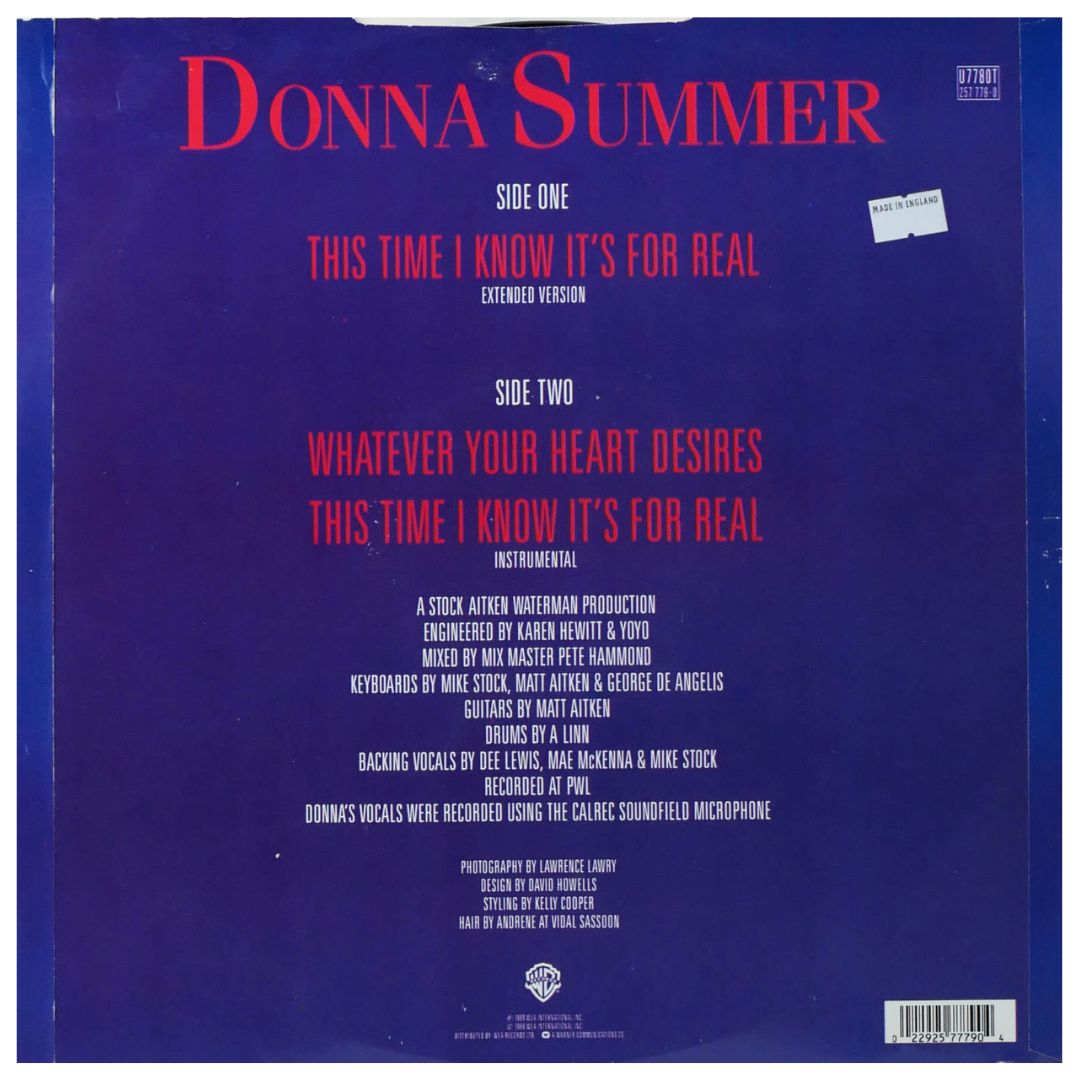 DONNA SUMMER - THIS TIME I KNOW IT'S FOR REAL | 12" MAXI SINGLE USADO