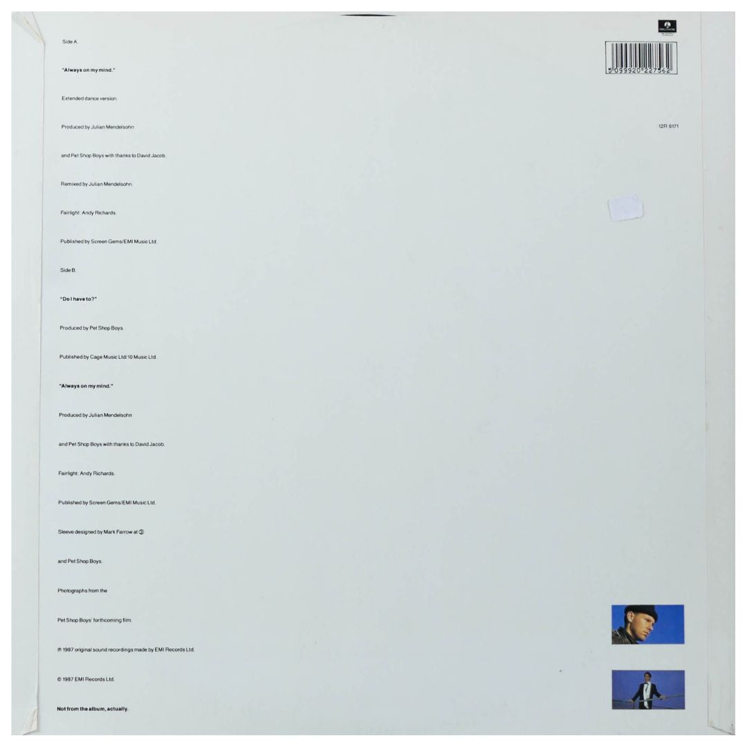 PET SHOP BOYS - ALWAYS ON MY MIND | 12" MAXI SINGLE USADO