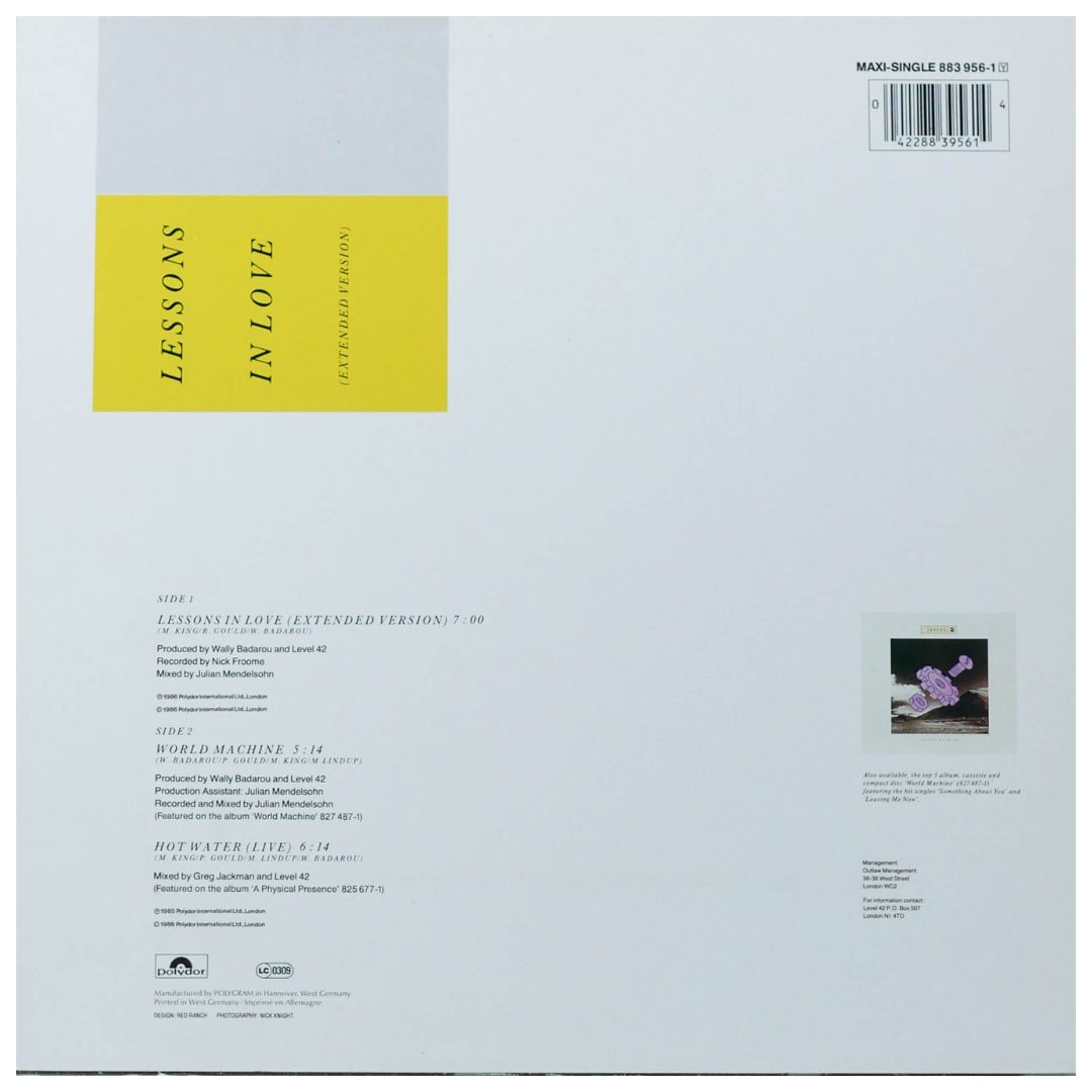 LEVEL 42 - LESSON IN LOVE | 12" MAXI SINGLE USADO