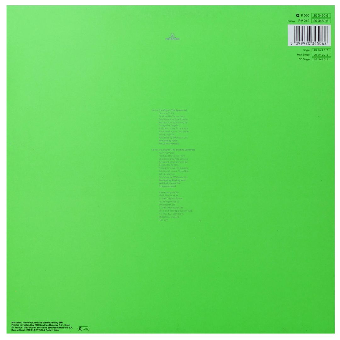 PET SHOP BOYS - IT'S ALRIGHT (DJ INT MIXES) | 12" MAXI SINGLE USADO