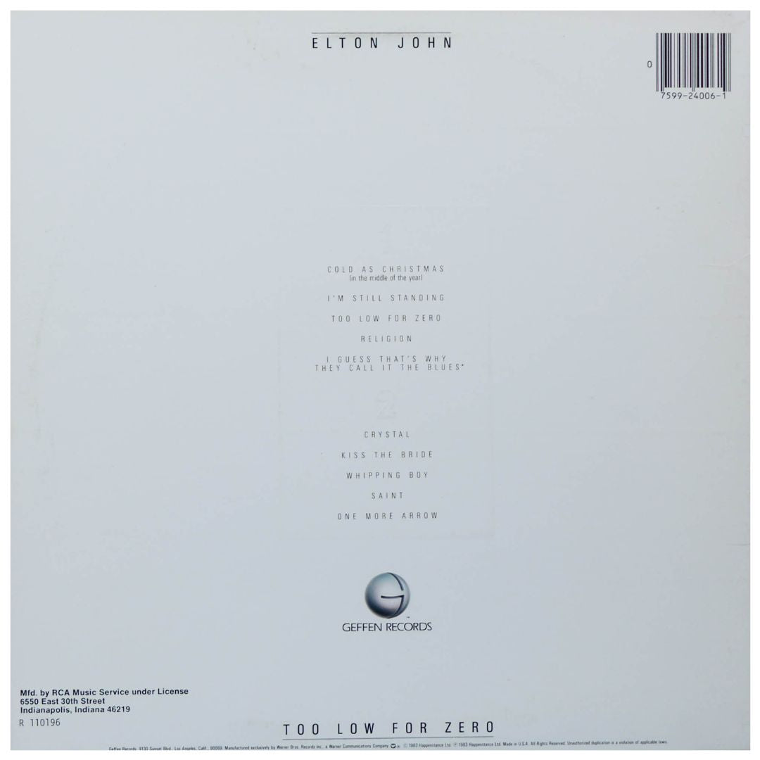 ELTON JOHN - TOO LOW FOR ZERO | VINILO USADO