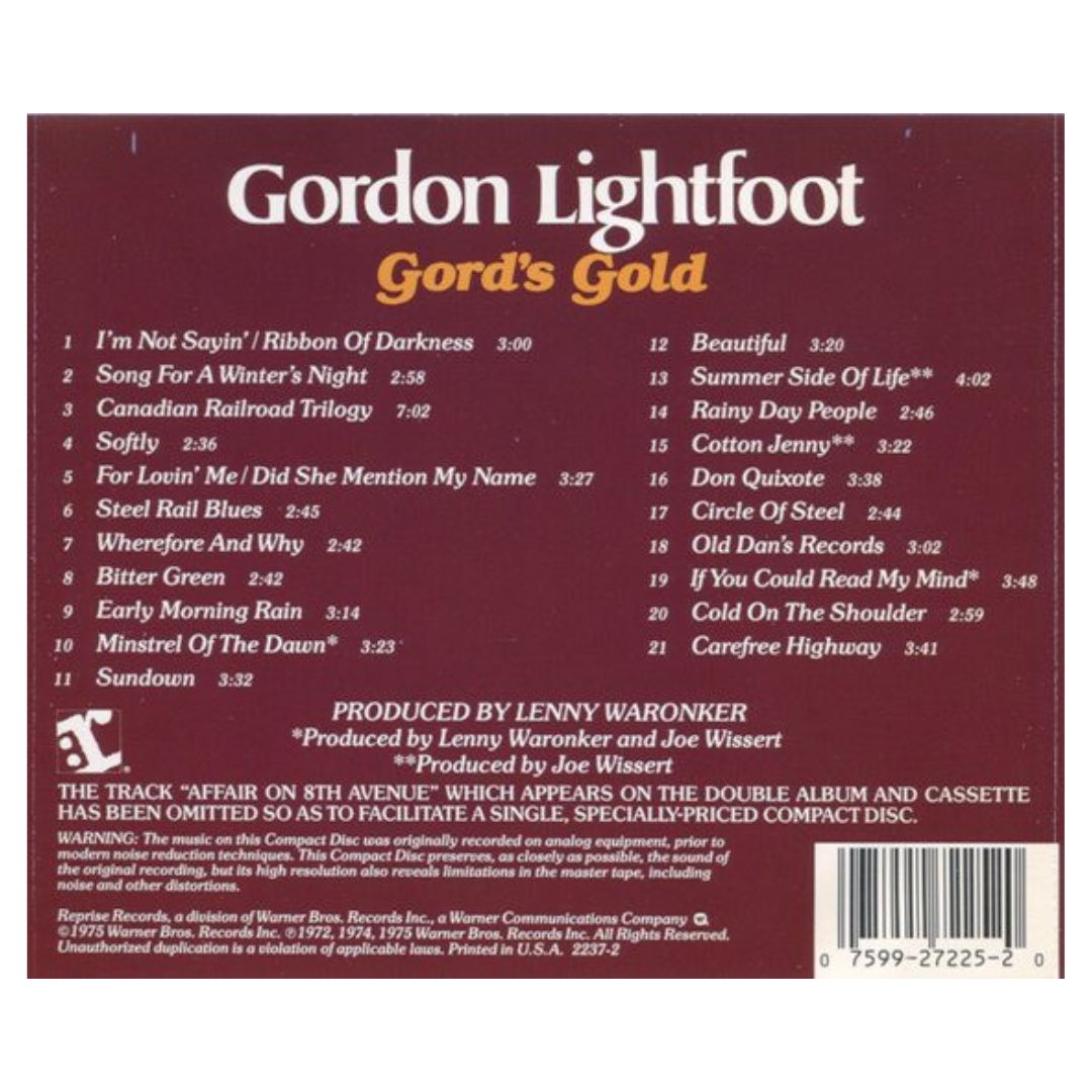 GORDON LIGHTFOOT - GORD'S GOLD | CD