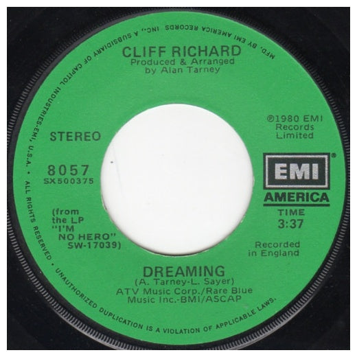 CLIFF RICHARD - DREAMING | 7" SINGLE VINILO USADO