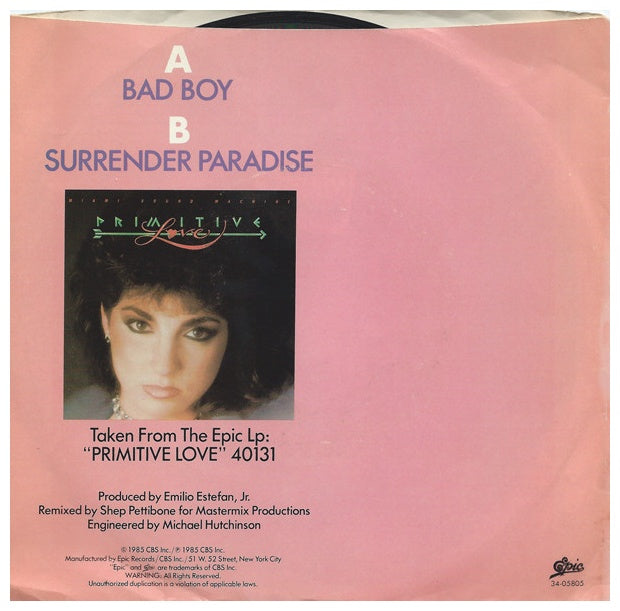 MIAMI SOUND MACHINE - BAD BOY | 7" SINGLE VINILO USADO