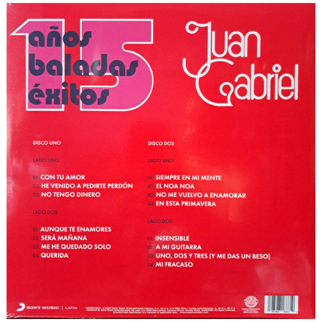 JUAN GABRIEL - 15 AÑOS DE BALADAS: EXITOS (2LP) | VINILO