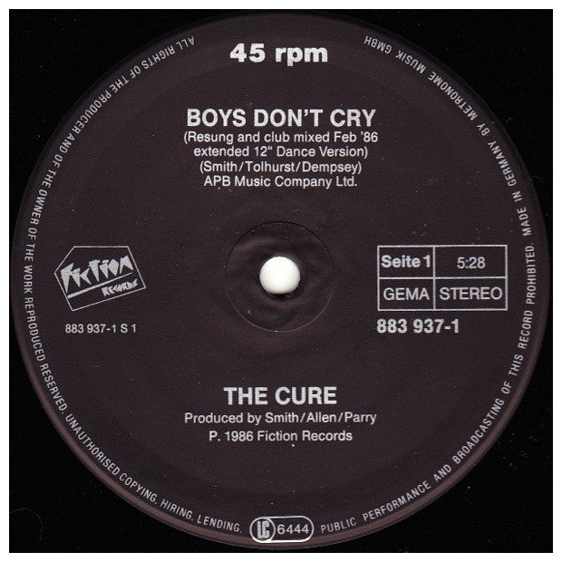 CURE - BOYS DON´T CRY | 12" MAXI SINGLE USADO