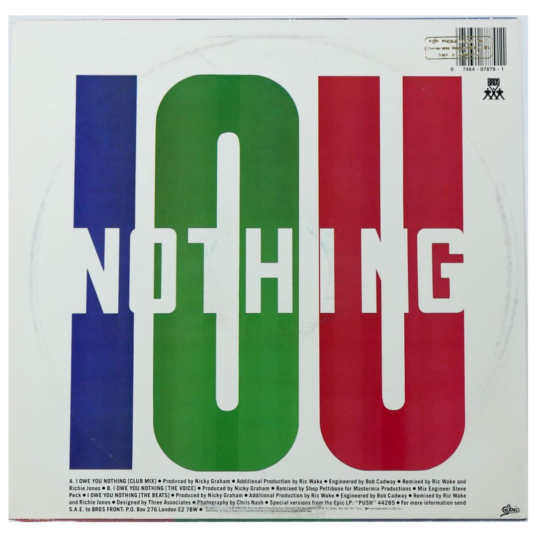 BROS - I OWE YOU NOTHING | 12" MAXI SINGLE USADO