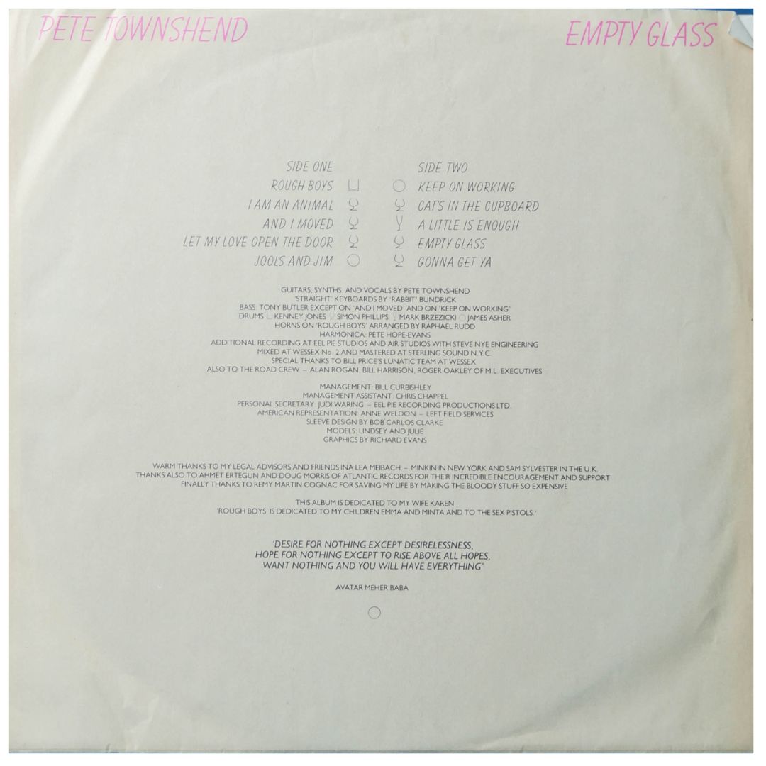 PETE TOWNSHEND - EMPTY GLASS | VINILO USADO