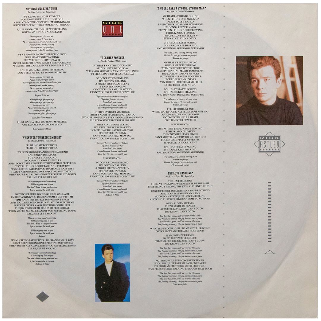 RICK ASTLEY - WHENEVER YOU NEED SOMEBODY | VINILO USADO