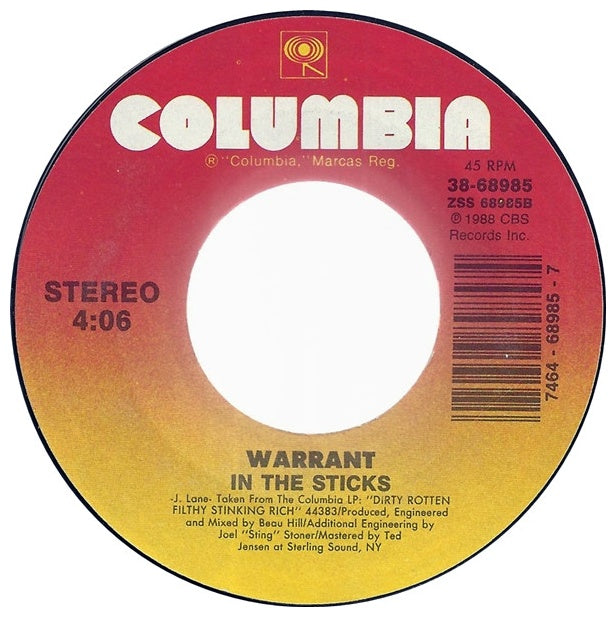 WARRANT - HEAVEN | 7" SINGLE VINILO USADO