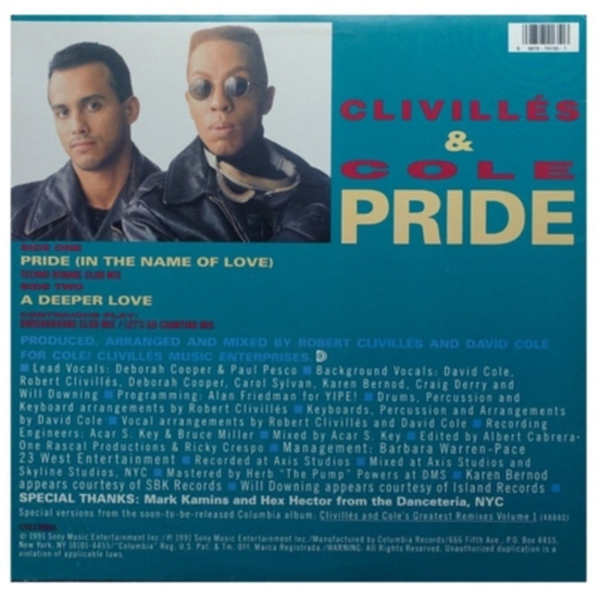 CLIVILLES & COLE - PRIDE IN THE NAME OF LOVE VINILO | 12" MAXI SINGLE USADO