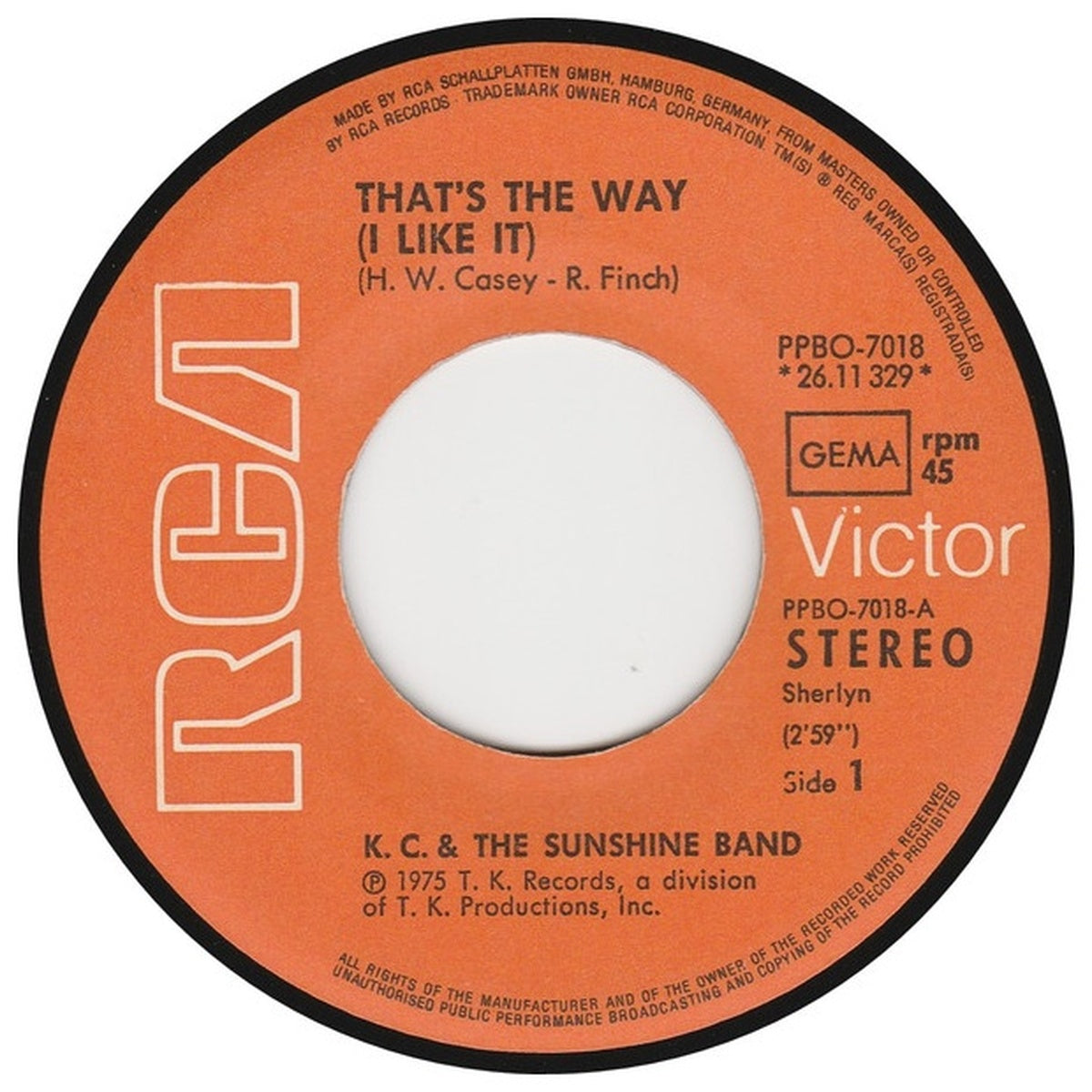 KC AND THE SUNSHINE BAND - THAT'S THE WAY (I LIKE IT) | 7'' SINGLE VINILO USADO