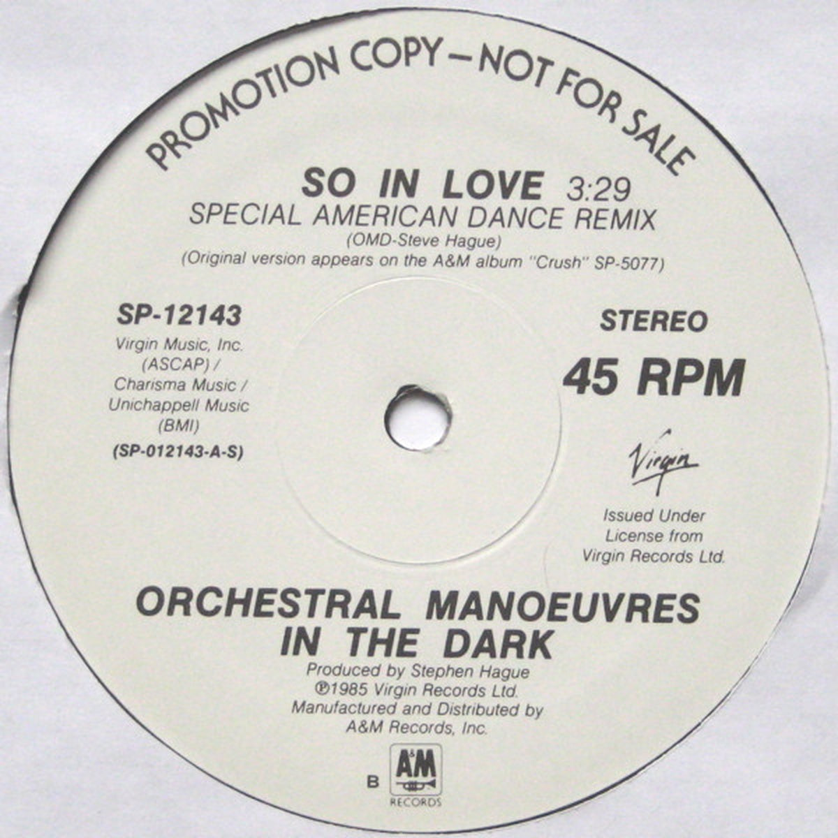 ORCHESTRAL MANOUVRES IN THE DARK - SO IN LOVE | 12" MAXI SINGLE USADO