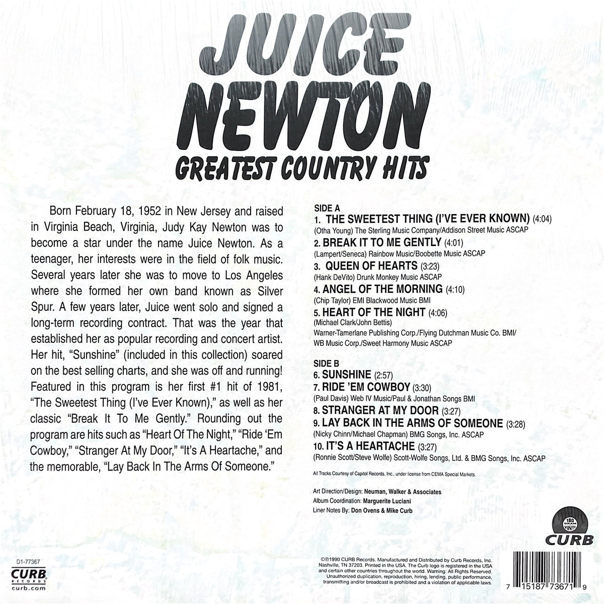 JUICE NEWTON - GREATEST COUNTRY HITS | VINILO