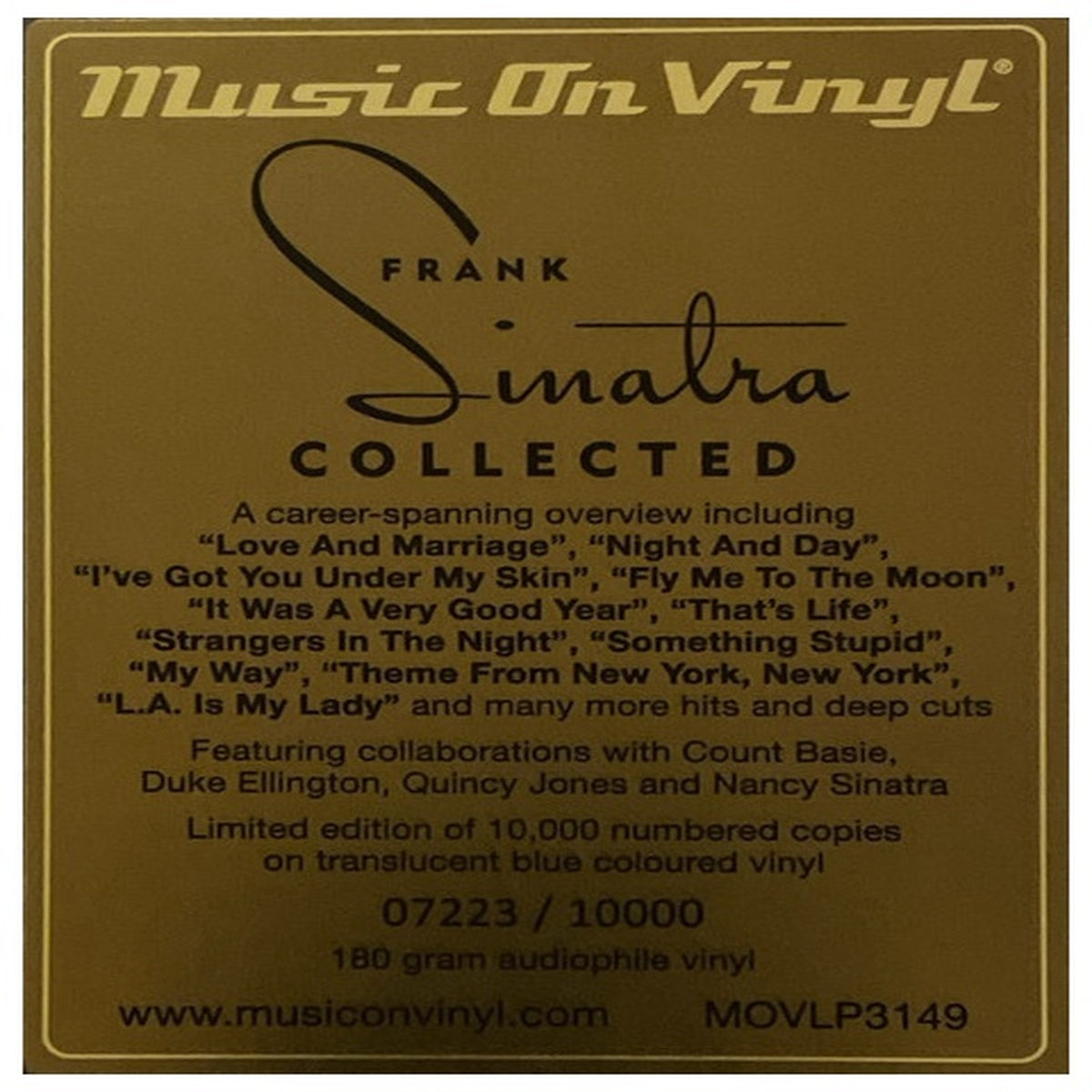 FRANK SINATRA - COLLECTED (TRANSLUCENT BLUE VINYL) (2LP) | VINILO