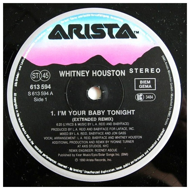 WHITNEY HOUSTON - I'M YOUR BABY TONIGHT | 12" MAXI SINGLE USADO