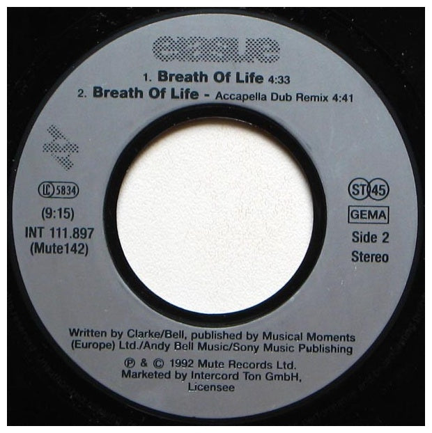 ERASURE - BREATH OF LIFE | 7" SINGLE VINILO USADO