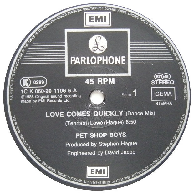 PET SHOP BOYS - LOVE COMES QUCKLY | 12" MAXI SINGLE USADO