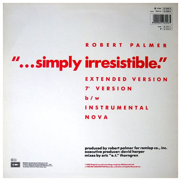 ROBERT PALMER - SIMPLY IRRESISTIBLE | 12" MAXI SINGLE USADO