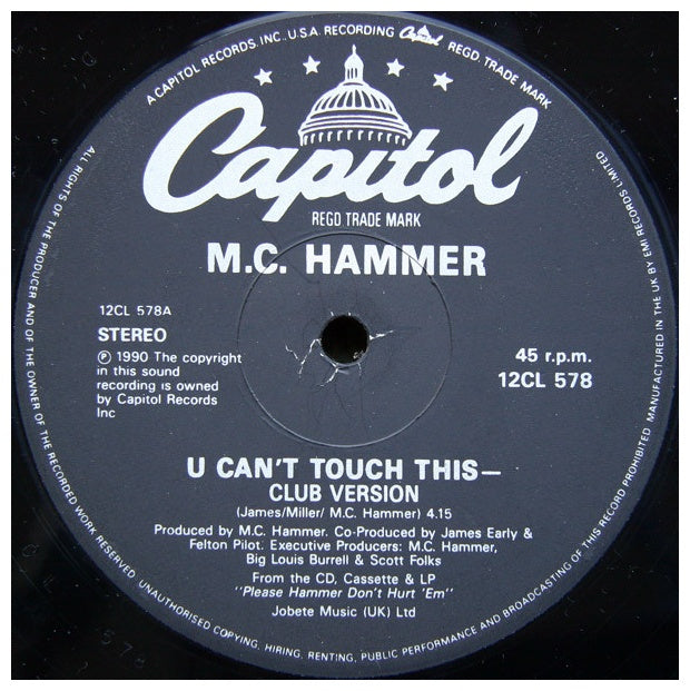 MC HAMMER - U CAN'T TOUCH THIS | 12" MAXI SINGLE USADO
