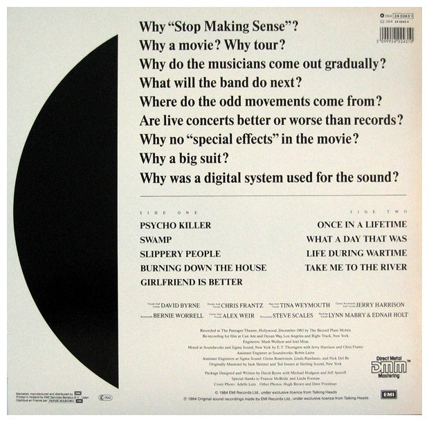 TALKING HEADS - STOP MAKING SENSE | VINILO USADO
