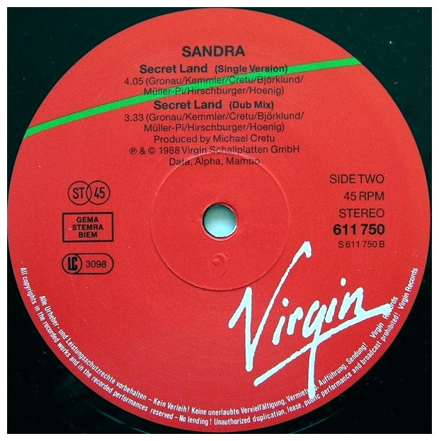 SANDRA - SECRET LAND | 12" MAXI SINGLE USADO