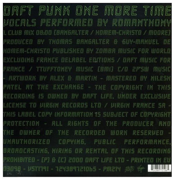 DAFT PUNK - ONE MORE TIME | 12" MAXI SINGLE USADO