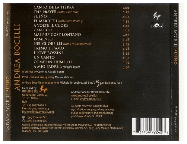 ANDREA BOCELLI - SUEÑOS | CD
