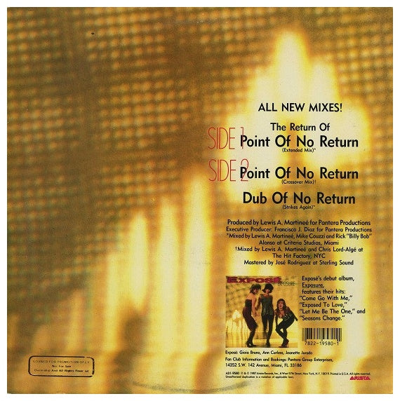 EXPOSÉ - POINT OF NO RETURN | 12" MAXI SINGLE USADO
