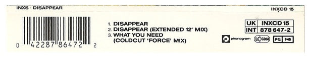 INXS - DISAPPEAR | CD SINGLE USADO