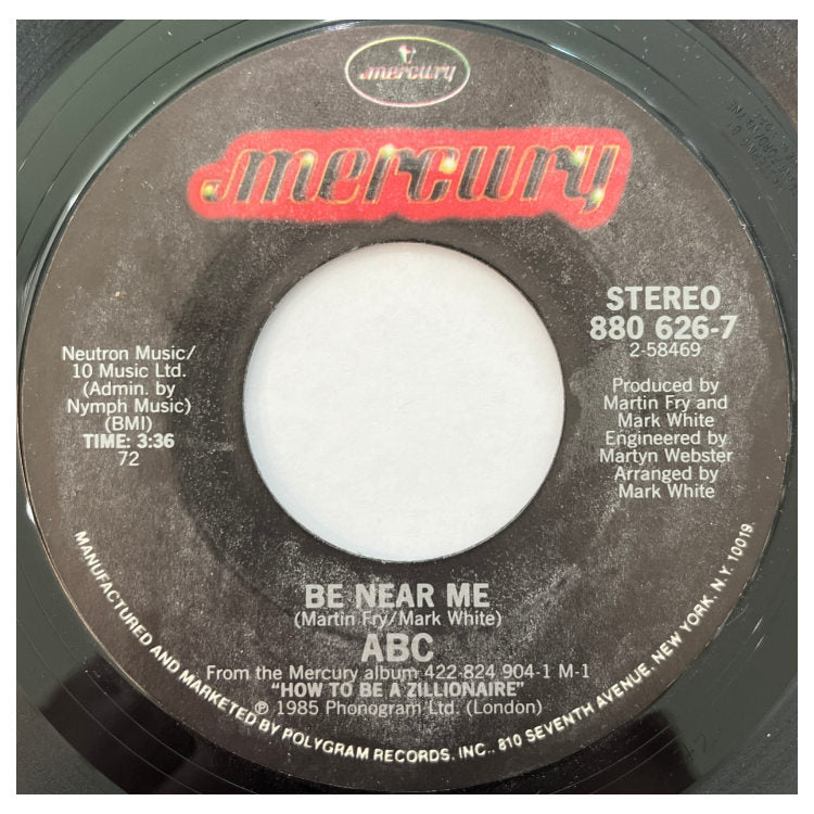 ABC - BE NEAR ME | 7" SINGLE VINILO USADO