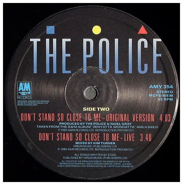 POLICE - DON'T STAND SO CLOSE TO ME (DANCE MIX) | 12" MAXI SINGLE USADO