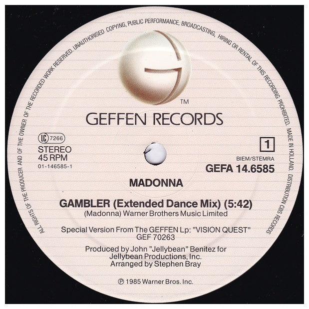 MADONNA - GAMBLER (EXTENDED) | 12" MAXI SINGLE USADO