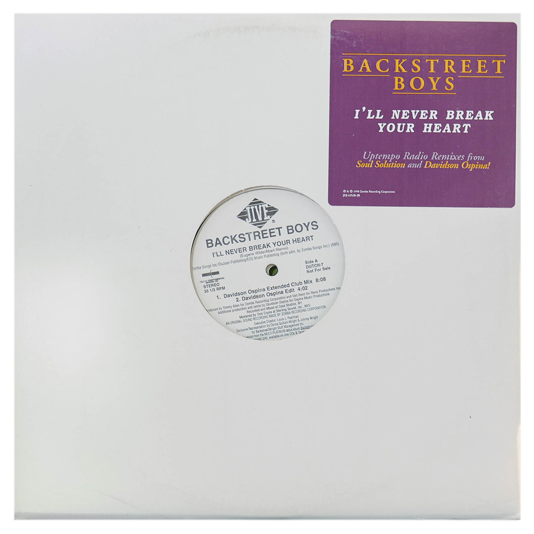 BACKSTREET BOYS - I'LL NEVER BREAK YOUR HEART (2LP) | 12" MAXI SINGLE USADO