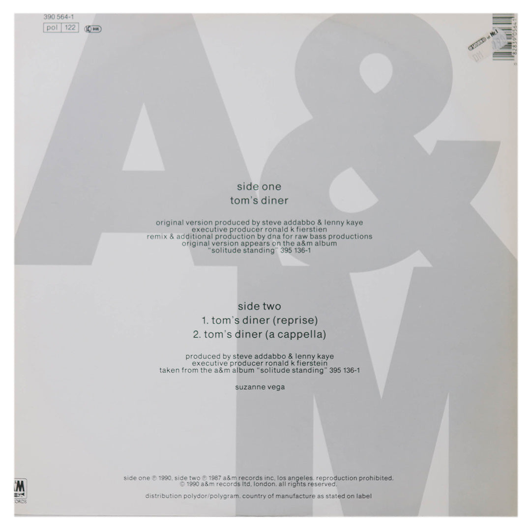 D.N.A FT. SUZANNE VEGA - TOM'S DINER | 12" MAXI SINGLE USADO