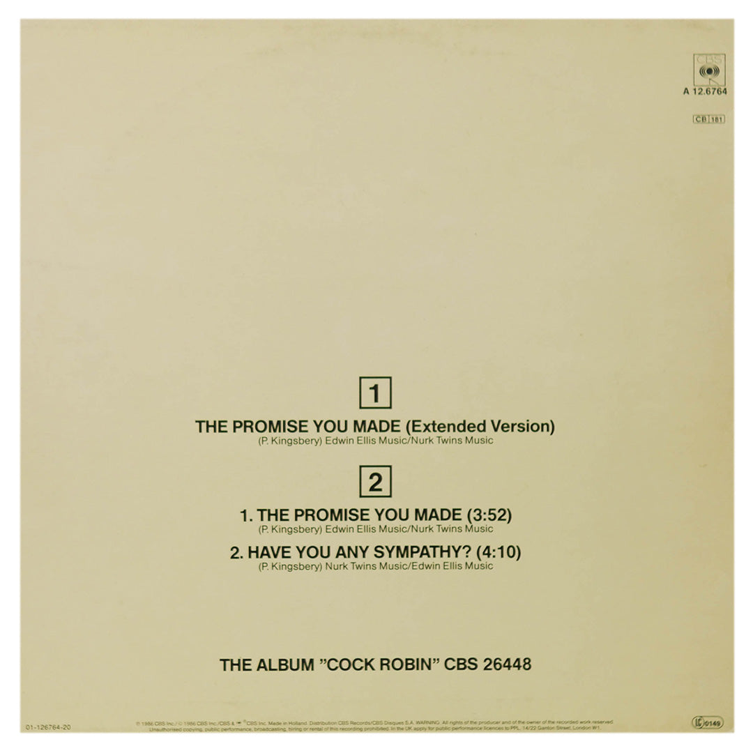 COCK ROBIN - THE PROMISE YOU MADE | 12" MAXI SINGLE USADO
