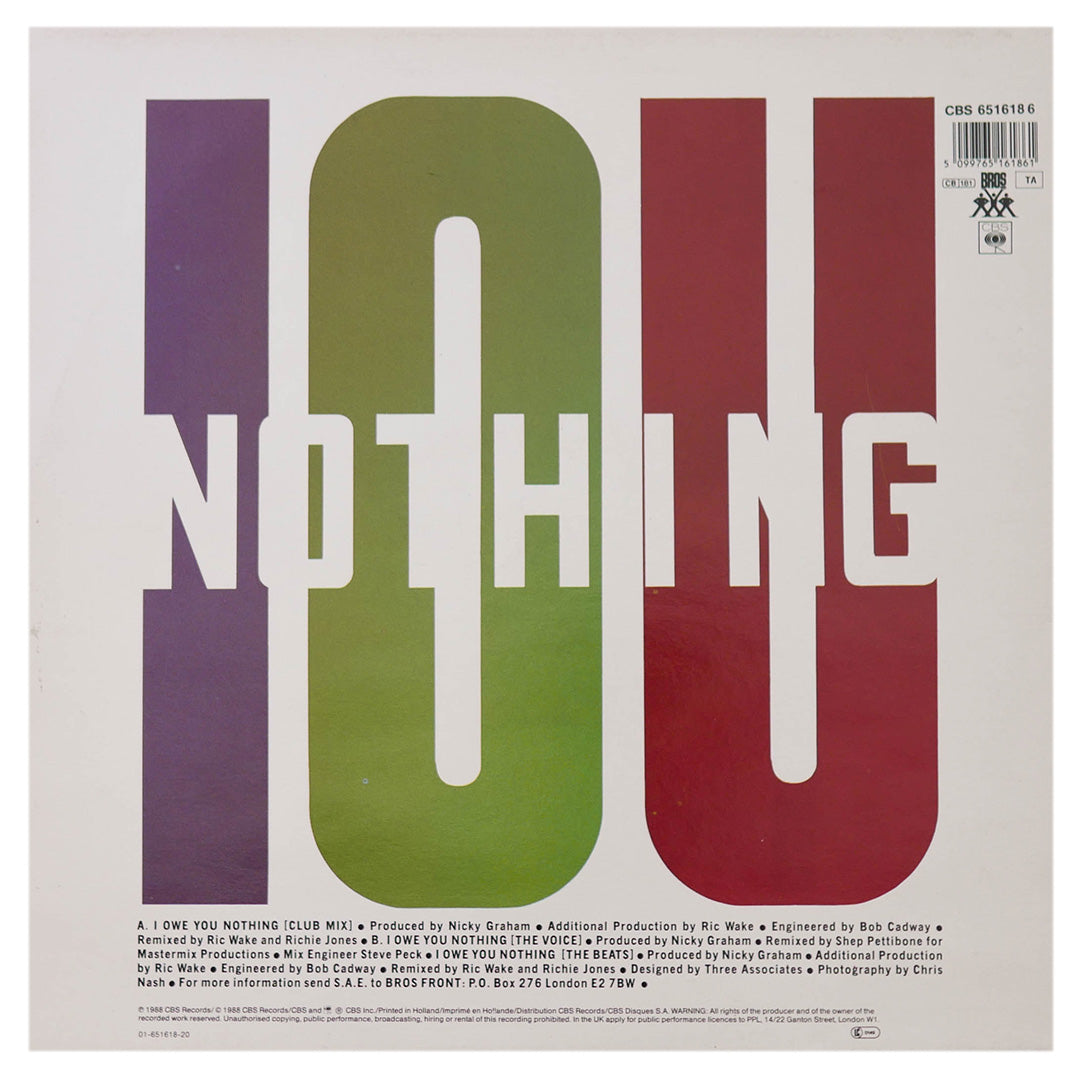 BROS - I OWE YOU NOTHING (CLUB MIX) | 12" MAXI SINGLE USADO