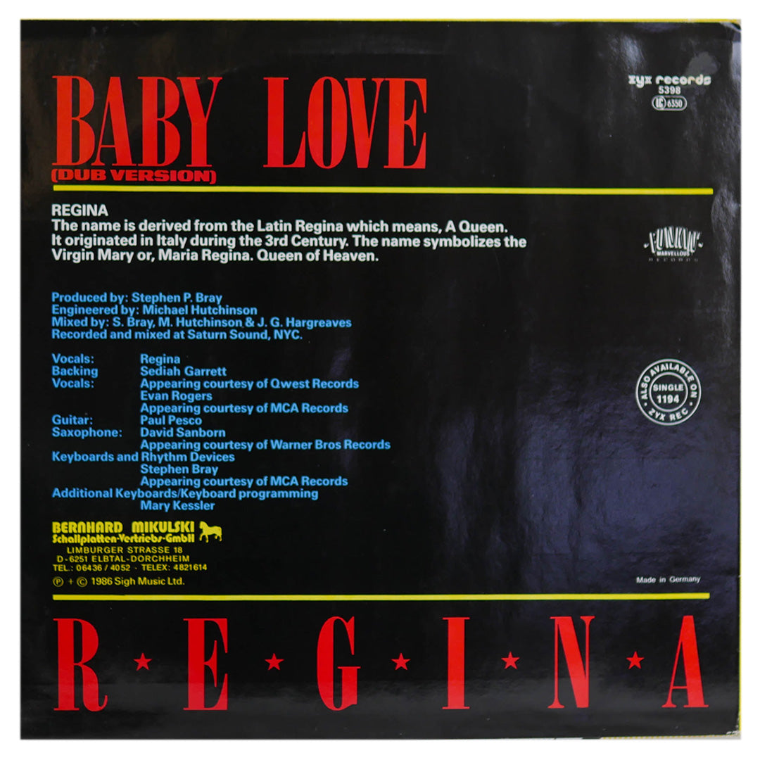 REGINA - BABY LOVE | 12" MAXI SINGLE USADO